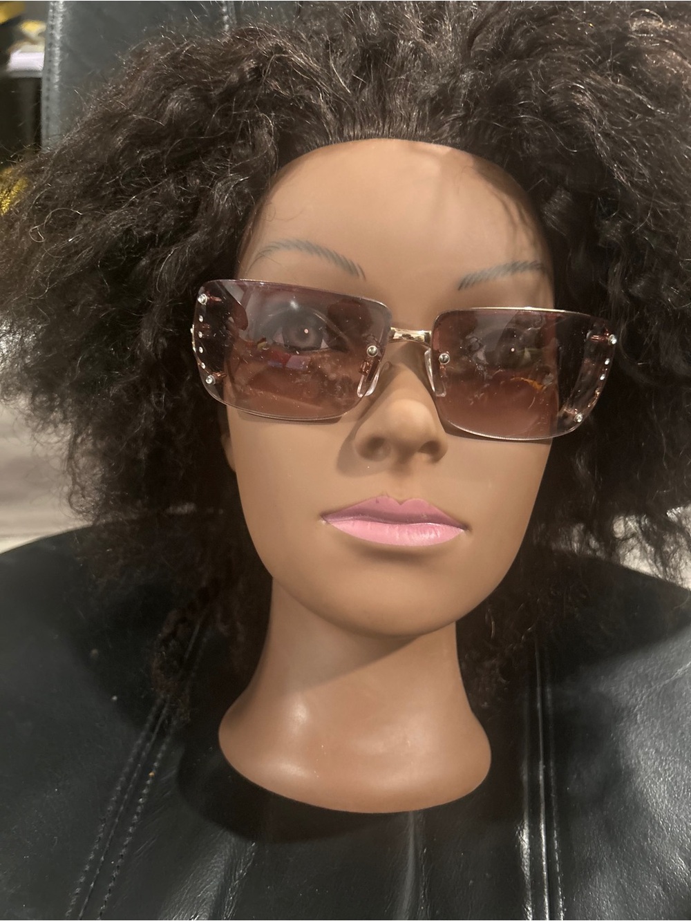 Daisy Fuentes Brown Gradient Square Sunglasses with Crystal Accents